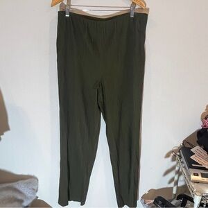 Asiatica green lagen look elastic waist almost pleated elastic waist pants